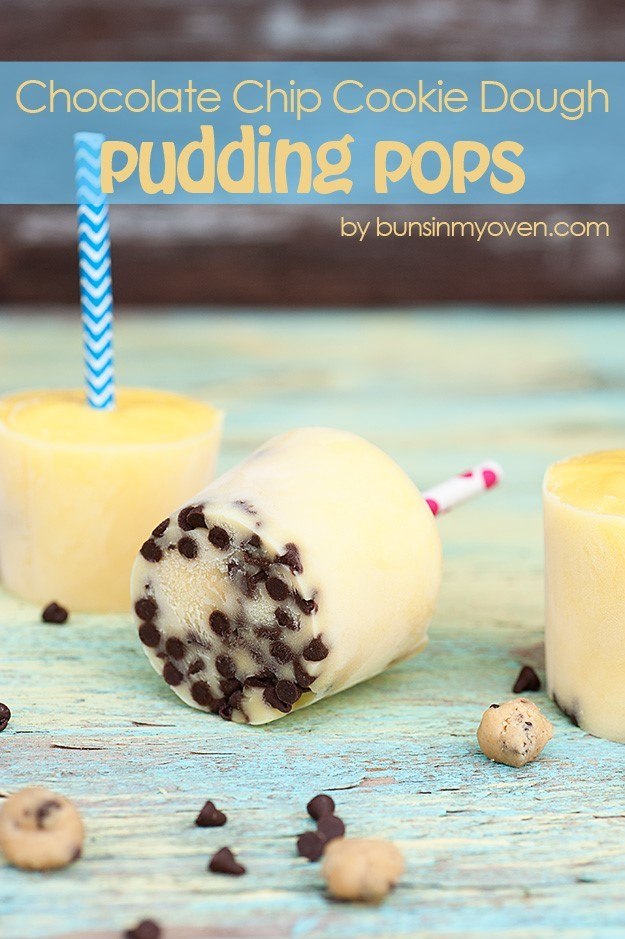 Chocolate Chip Cookie Dough Pudding Pops via Buns in My Oven