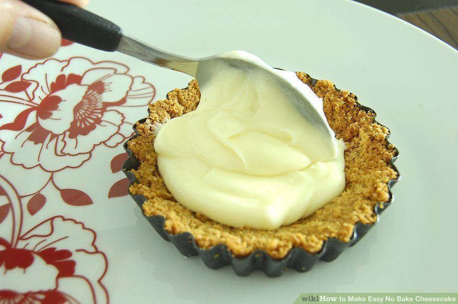 Cream cheese and whipped topping no-bake cheesecake via Wikihow