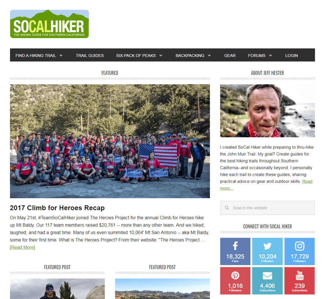 Jeff social hiker website